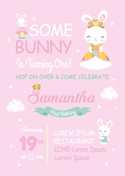 Royal birthday invitation with princess bunny vector