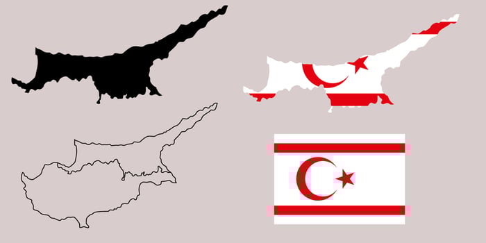 Turkish Republic of Northern Cyprus map flag icon set vector