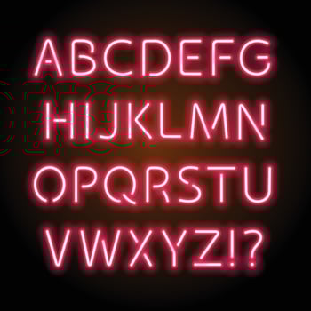 Glowing Neon Pink Alphabet vector