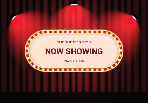 Vintage Curtain with Retro Cinema and Spotlights vector