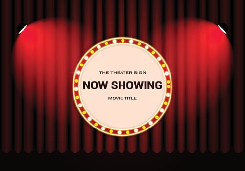 Vintage Curtain with Retro Cinema and Spotlights vector