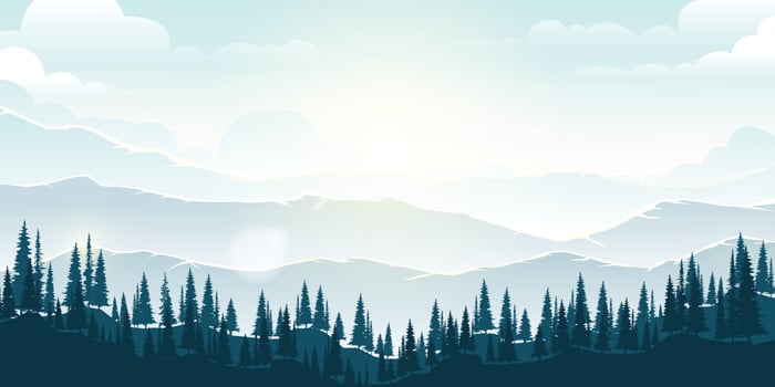 Landscape of mountains and pine forests. vector