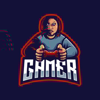 Gamer cartoon Mascot Logo Design Illustration Vector