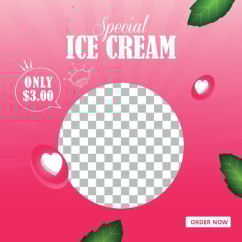 Special delicious ice cream sale social media template vector