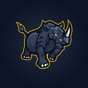 Rhino run mascot logo design vector with modern illustration