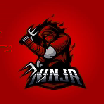 Red Ninja mascot logo vector