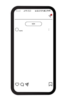 mockup of the mobile application on the screen of smartphone with carousel interface post on social network vector