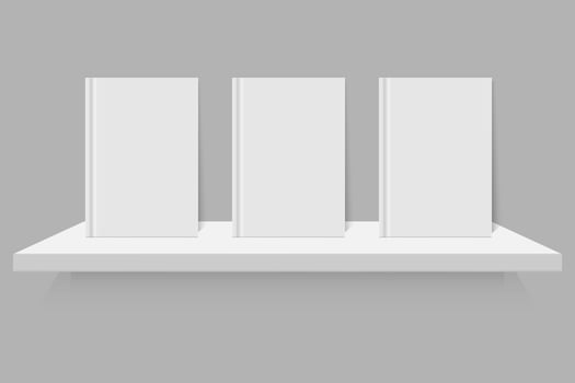 Empty white book on shelf vector