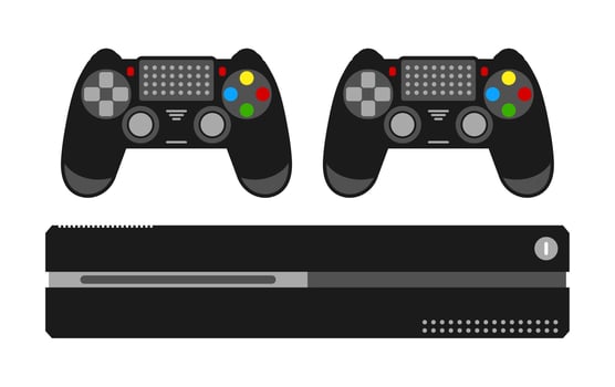 game console with a set of wireless joysticks in a flat style. Video Game Controller Isolated vector on white background
