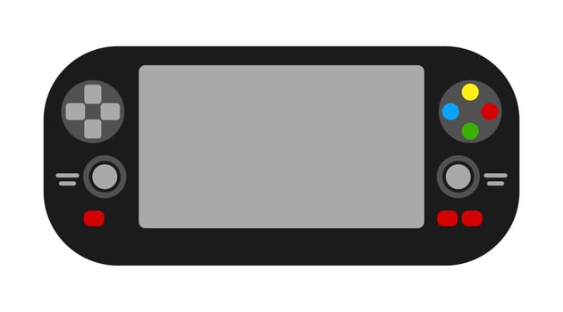 portable game console with a screen in a flat style. Video Game Controller Isolated vector on white background
