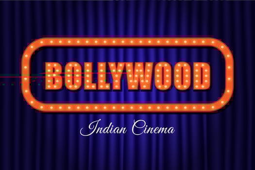 Bollywood indian cinema vintage background, vector