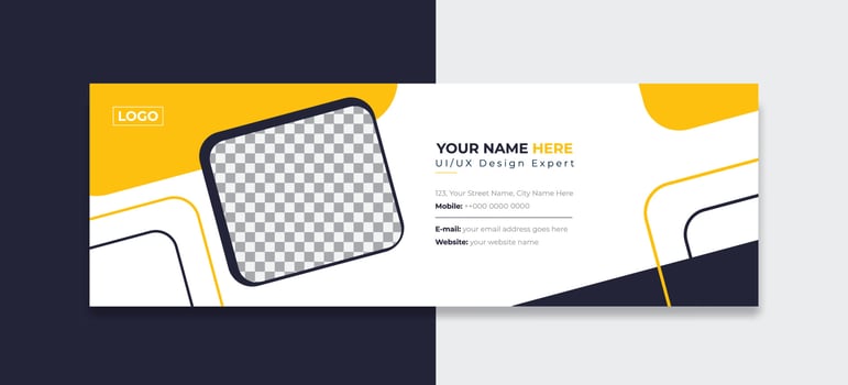 Modern Business Email signature design templates vector with author photo place.Abstract Creative clean elegant Corporate Email signature.
