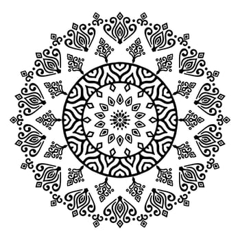 Black Mandala for Design. Mandala Circular pattern design for Henna, Mehndi, tattoo, decoration. Decorative ornament in ethnic oriental style. Coloring book page. vector