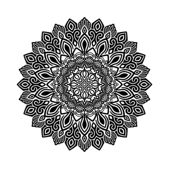 Black Mandala for Design. Mandala Circular pattern design for Henna, Mehndi, tattoo, decoration. Decorative ornament in ethnic oriental style. Coloring book page. vector