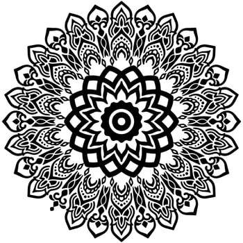 Black Mandala for Design. Mandala Circular pattern design for Henna, Mehndi, tattoo, decoration. Decorative ornament in ethnic oriental style. Coloring book page vector