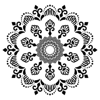 Black Mandala for Design. Mandala Circular pattern design for Henna, Mehndi, tattoo, decoration. Decorative ornament in ethnic oriental style. Coloring book page vector