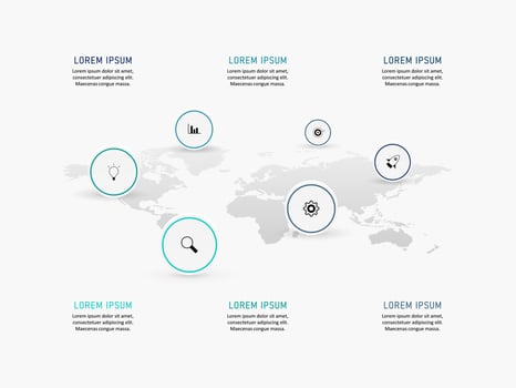 Vector Infographic label design template with icons and 6 options or steps. Can be used for process diagram, presentations, workflow layout, banner, flow chart, info graph.