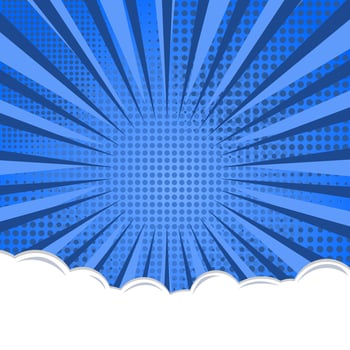 Comic Style Blue Background with Cloud Free Vector