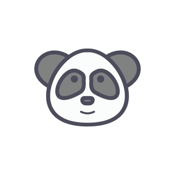 Cute animal face character panda face with minimalist monoline flat design illustration vector
