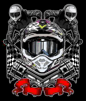 supermoto helmet and rider vector