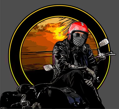 biker on the beach vector
