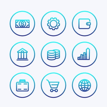 Finance icons, income, savings and banking vector