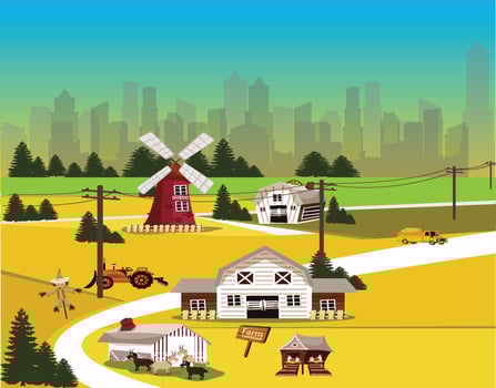 the countryside and city vector