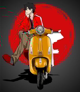 automatic scooter front view ... vector