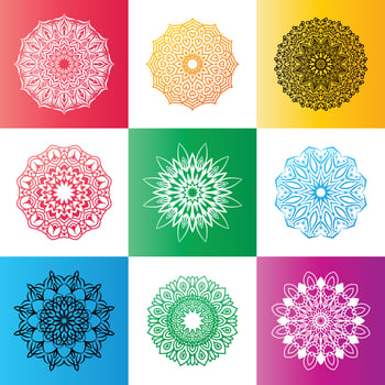 Mandala Set Colorful Floral element background template Vector illustration.