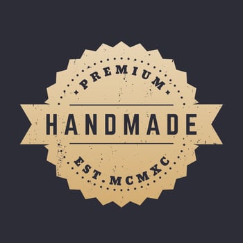 Handmade, gold badge, emblem vector