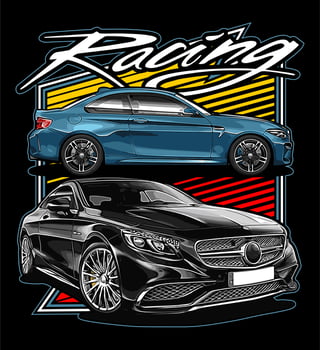 two sports cars lined up vector