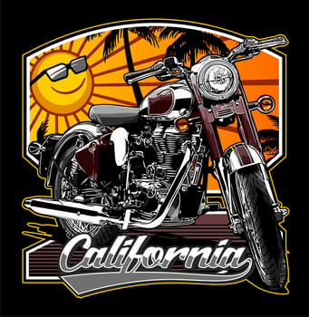classic motorcycle and sunset vector