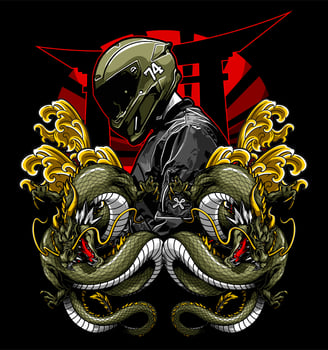 biker and dragon4 vector