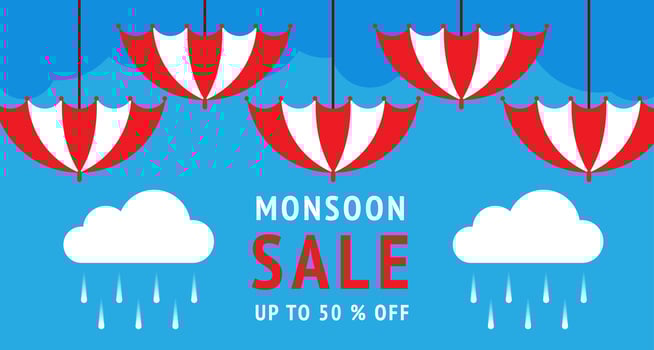 Monsoon sale , rainy season ,banner, vector illustration.