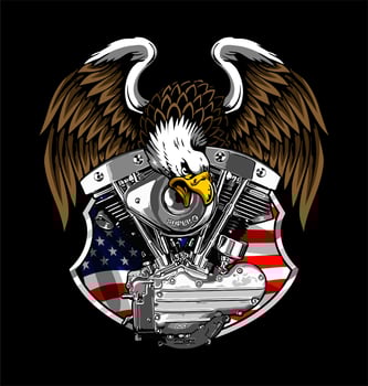 v-twin shovelhead and eagle vector
