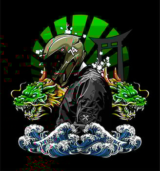 biker and dragon vector