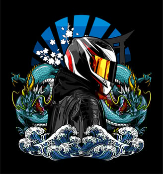 biker with helmet full face vector