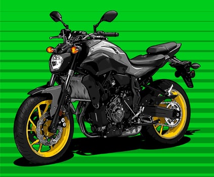 motorbike naked bike yellow w.heels vector