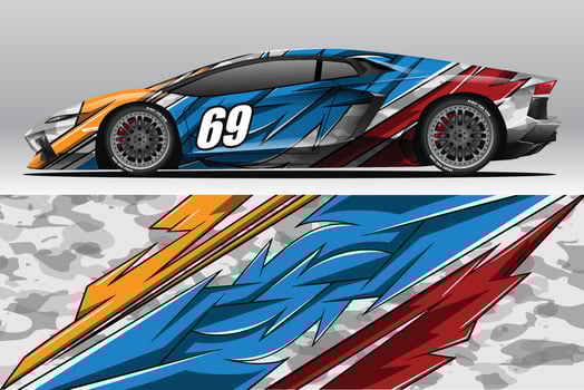 Car wrap decal designs for racing livery or daily car vinyl sticker vector