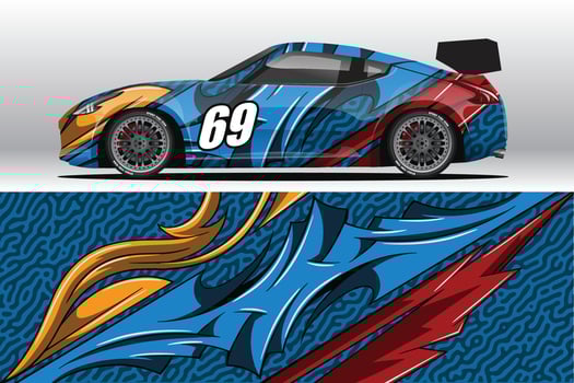 Car wrap decal designs for racing livery or daily car vinyl sticker vector