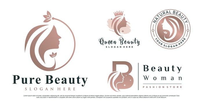 Set of abstract beauty woman logo design for salon with creative element Premium Vector