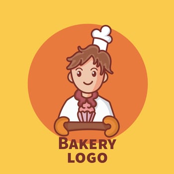 bakery chef logo cartoon vector