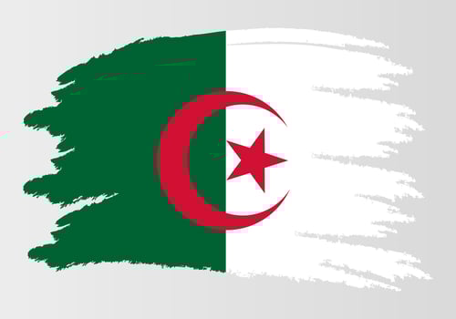 Brush painted Algeria flag Hand drawn style illustration with a grunge effect and watercolor. vector