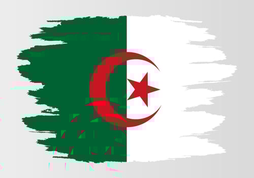 Brush painted Algeria flag Hand drawn style illustration with a grunge effect and watercolor. vector