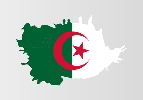 Brush painted Algeria flag Hand drawn style illustration with a grunge effect and watercolor. vector
