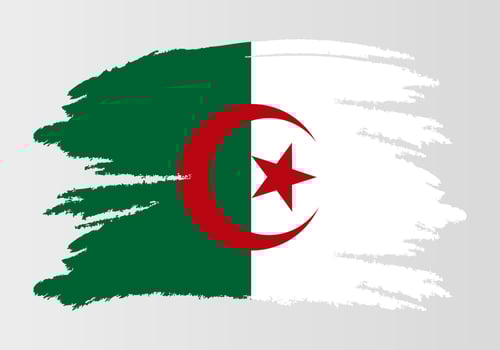 Brush painted Algeria flag Hand drawn style illustration with a grunge effect and watercolor. vector