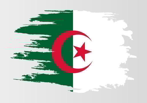 Brush painted Algeria flag Hand drawn style illustration with a grunge effect and watercolor. vector