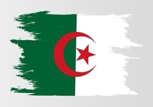 Brush painted Algeria flag Hand drawn style illustration with a grunge effect and watercolor. vector