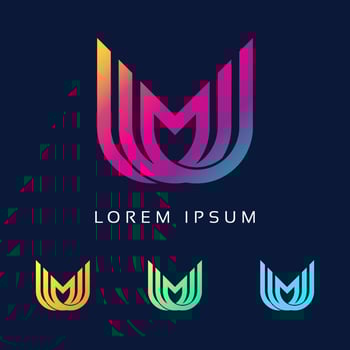 Unique stylish connected Colorful MU M U initial based icon logo vector