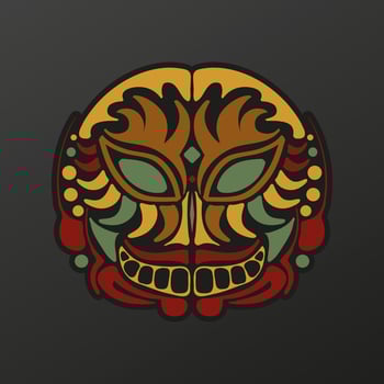 Polynesia totem mask in baroque color. Face of the gods of ancient tribes tattoo. vector